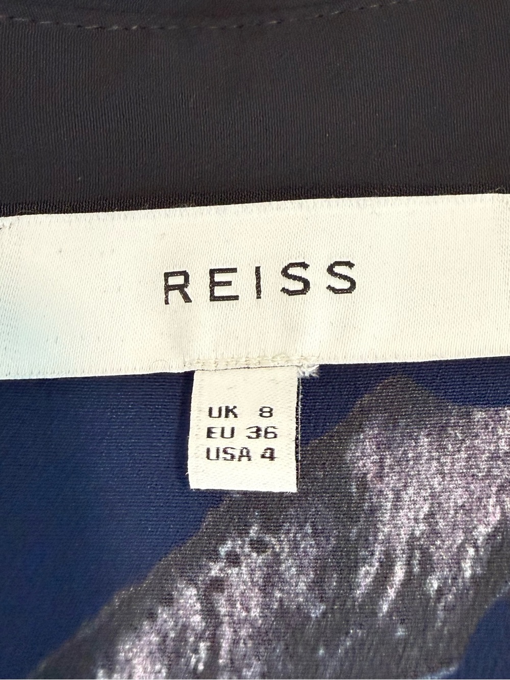 REISS Gilda Navy Rainforest Print Long Sleeve Shirt Dress Size 4 Small - Picture 11 of 13